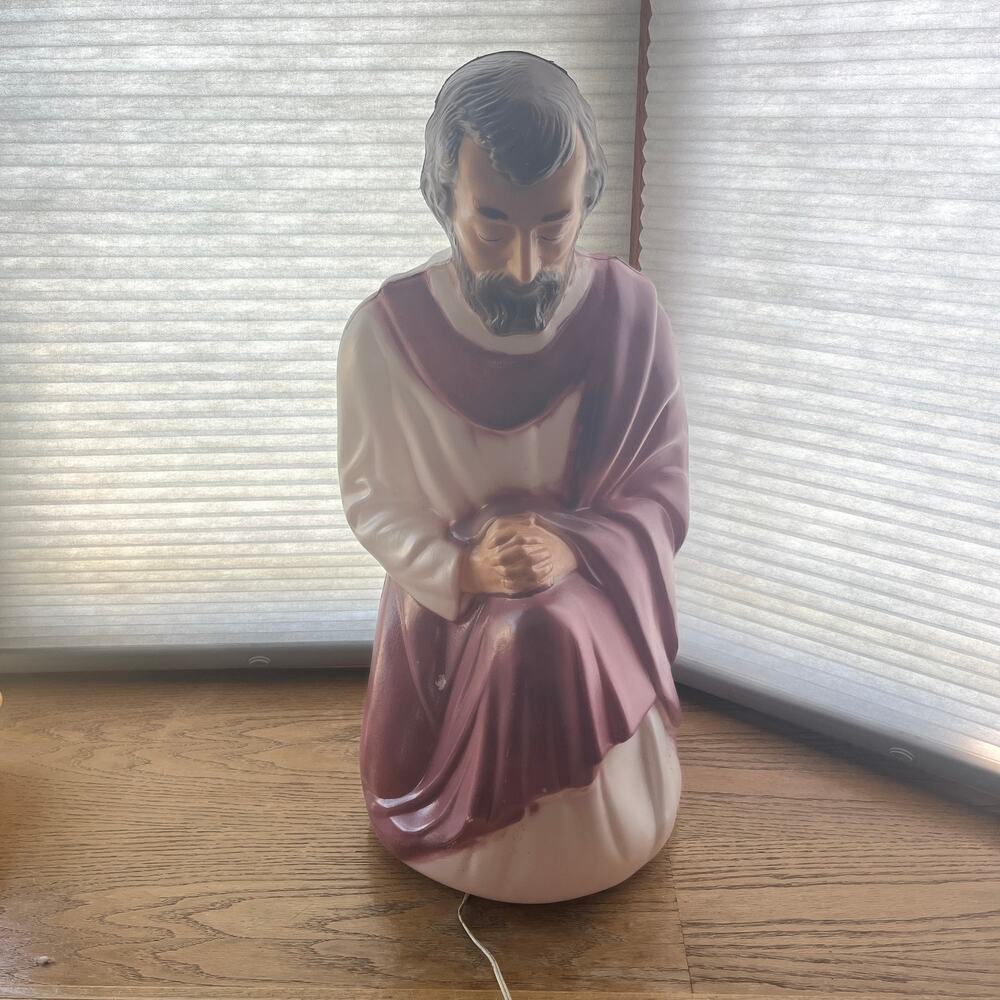 Vintage Blow Mold Joseph Plastic Holiday Nativity Christmas Yard Decor USA 27"